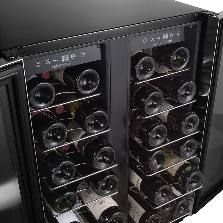 ETL Approval Underconter Compressor 36 Bottles Built in 2 Doors Dual Zone Wine Fridge