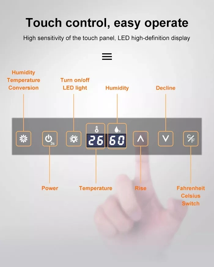 Professional Transparent Glass LED Display Electronic Cigar Cabinet Fridge