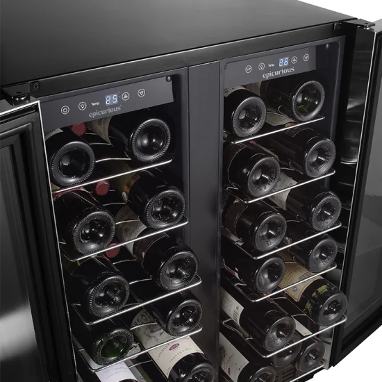 ETL-Zulassung, Untertisch-Kompressor für 36 Flaschen, eingebauter Zweizonen-Weinkühlschrank mit 2 Türen