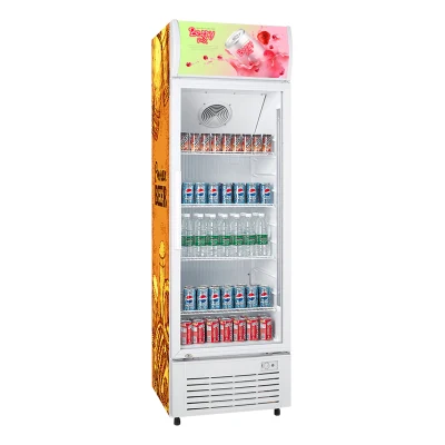 Kleiner Einbau-Getränkekühlschrank mit LED-Leuchtkasten und Logo, 300 Liter